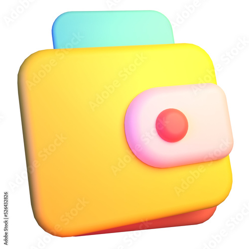 wallet 3D icon vector design and illustration template