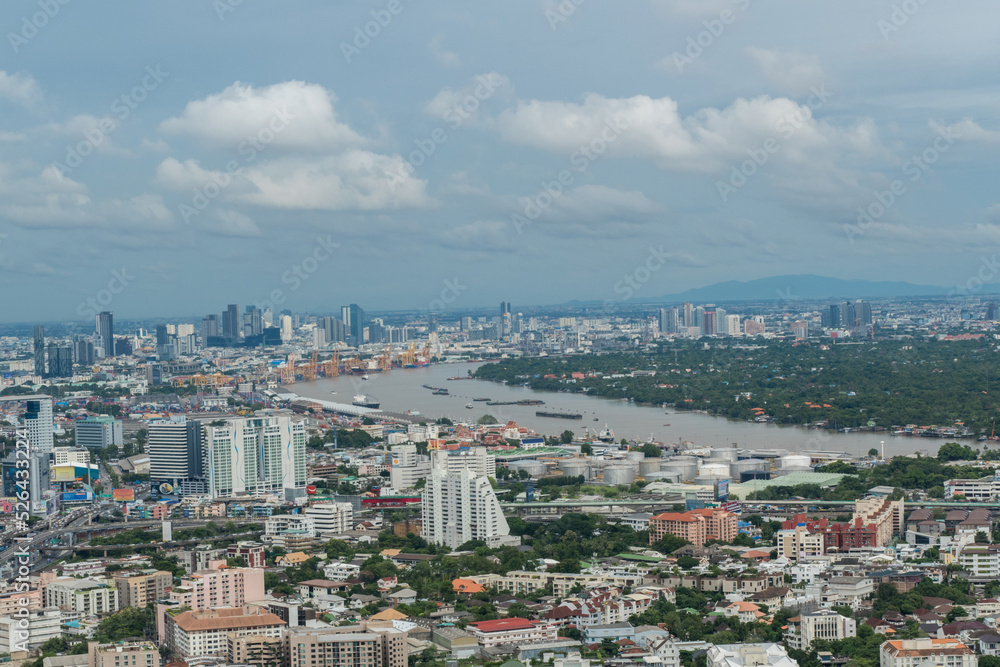 Aerial view Bangkok's cityscape capital city of Thailand