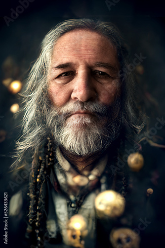 Old pirate - portrait mixed with AI-made image photo