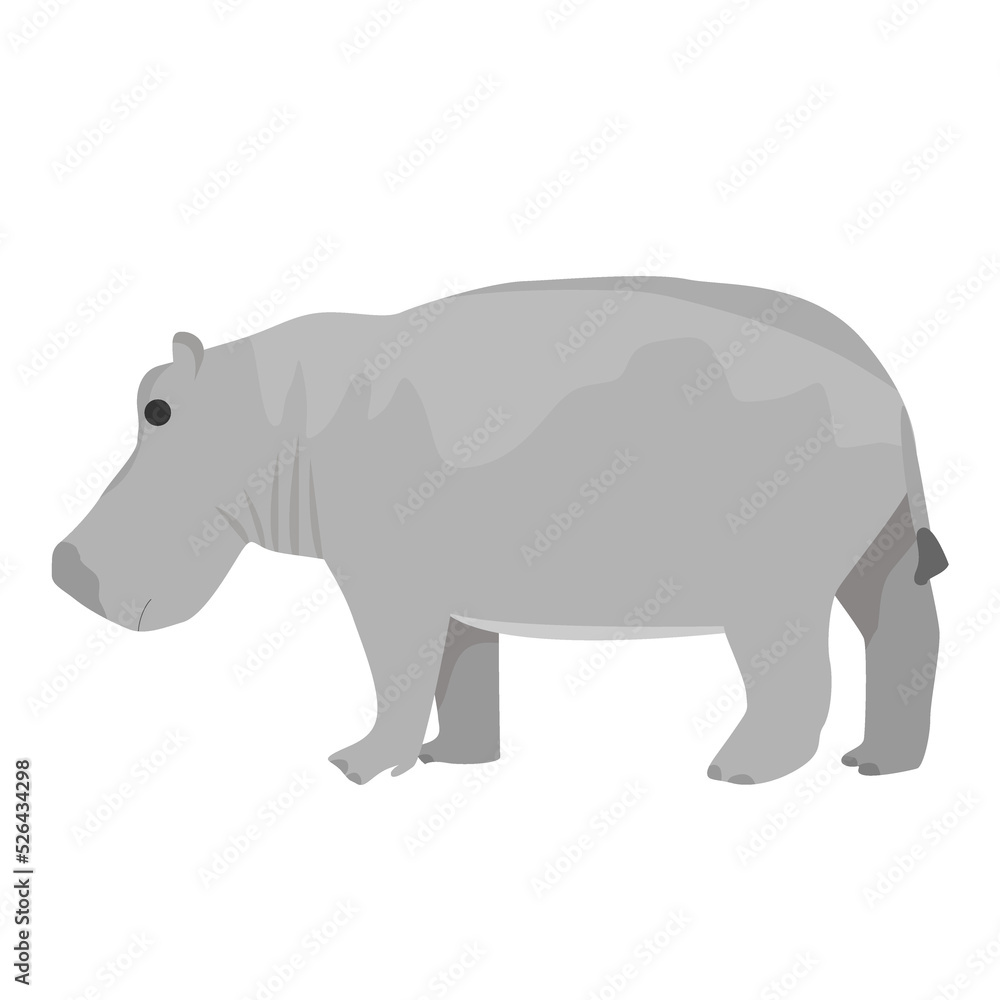 African hippopotamus in flat style isolated on white background African hippopotamus in flat style isolated on white background