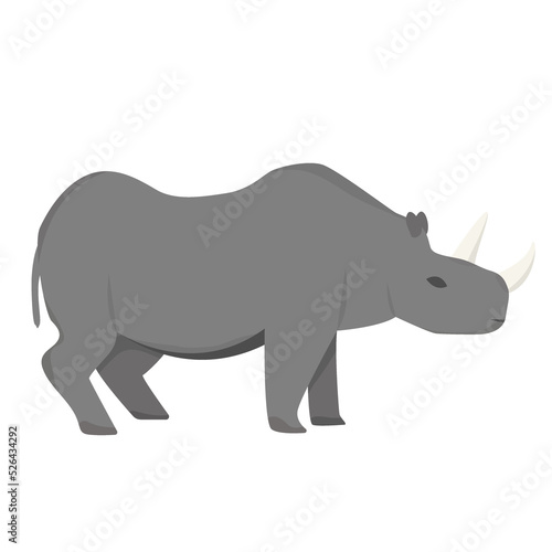 African rhinoceros in flat style isolated on white background