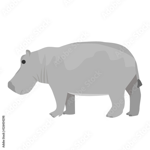 African hippopotamus in flat style isolated on white background