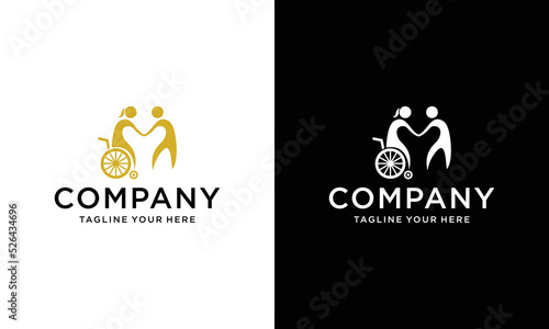 icon or logo template for disabilities foundation. on a black and white background.