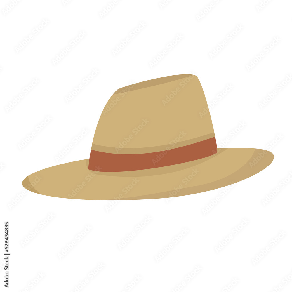 Traveler hat in flat style isolated on white background Traveler hat in flat style isolated on white background