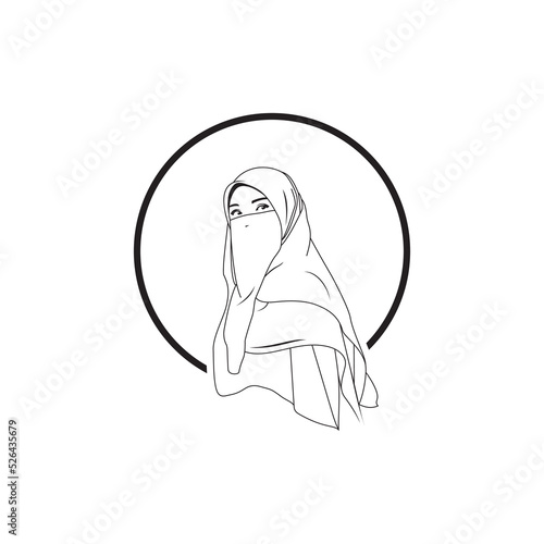 Beautiful Muslim Women with Niqab - vector illustration.