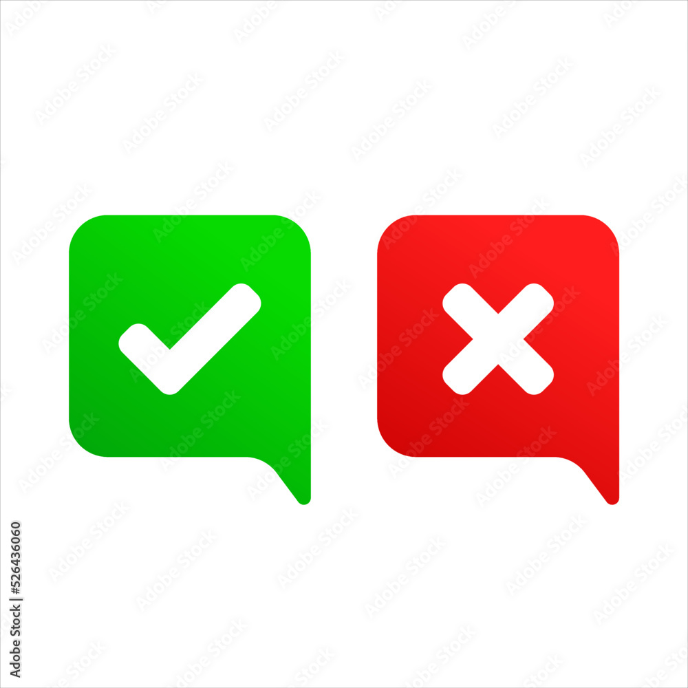Obraz premium Right and Wrong icon vector logo isolated on white background