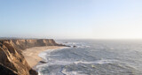 Panoramic view of windy pacific coast in Half Moon Bay, California