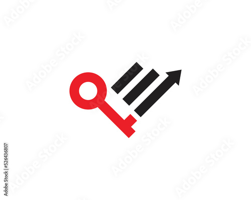 Chart Stats and key Logo Concept icon sign symbol Design. Financial, Accounting, Marketing, Business Logotype. Vector illustration template