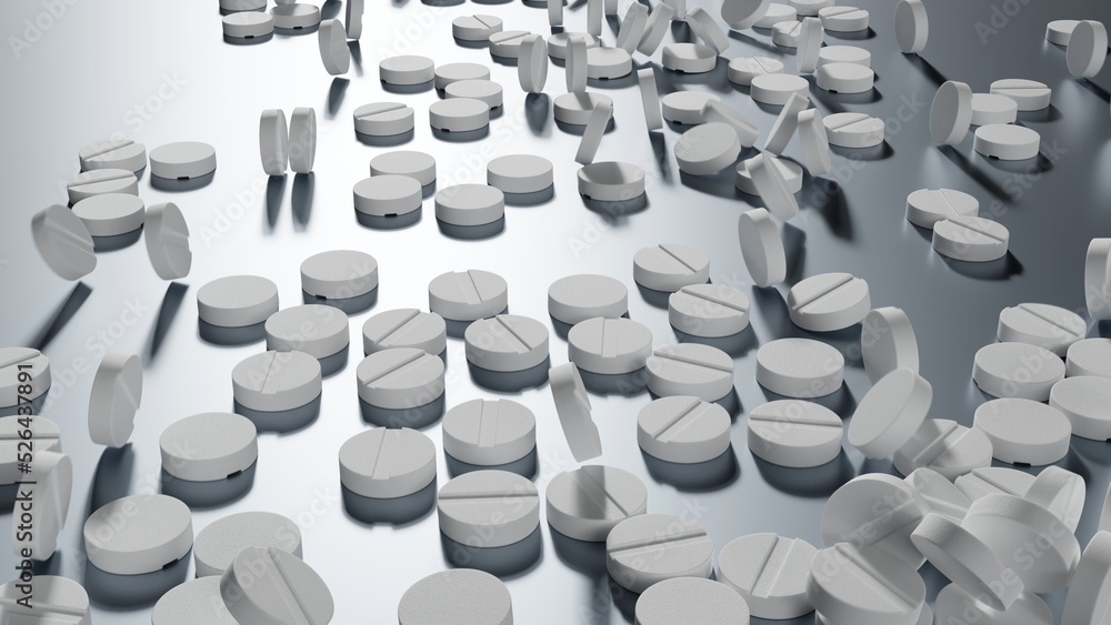 Obraz premium Medical preparations of white pills. 