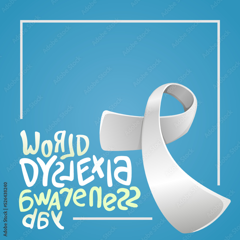 World Dyslexia Awareness Day Silver Ribbon Concept - obrazy, fototapety, plakaty 