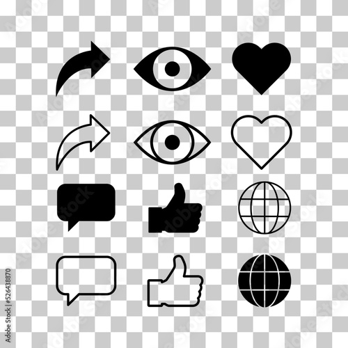 Set of Interface buttons for web design, social media icon symbol , vector illustration