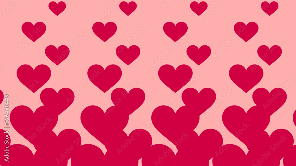 Red heart pattern wallpaper with a light pink background that gets bigger as you go down.