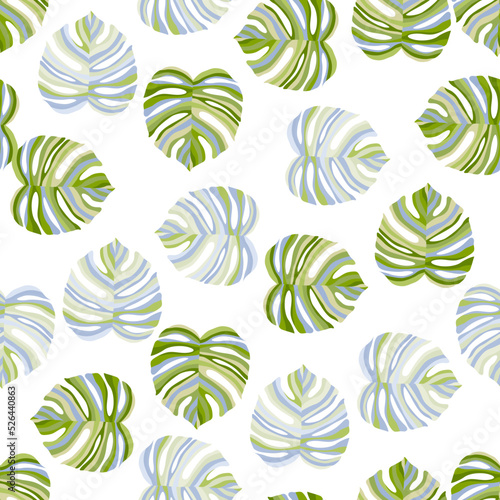 Monstera leaf tropical seamless pattern. palm leaves endless background. Botanical wallpaper. © smth.design