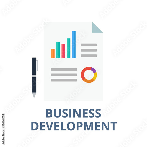 Business development vector. Creating long term value added to the firm. Management and business concept.