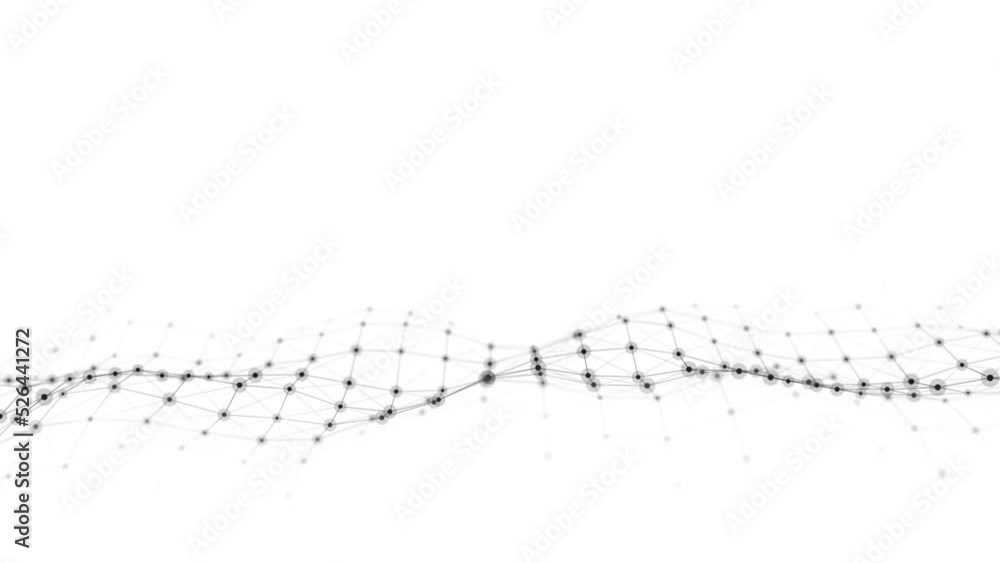 Dynamic wave with connected dots and lines on a white background ...
