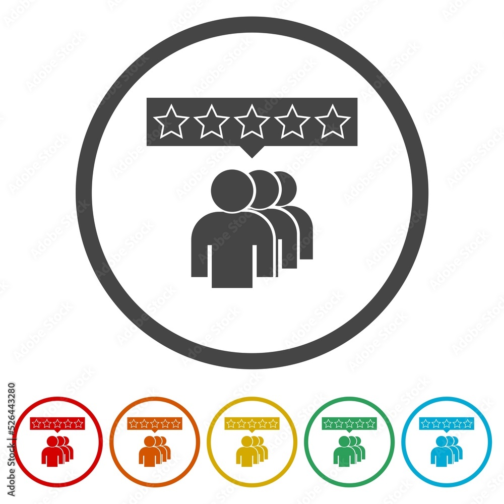 Customer review icon. Set icons in color circle buttons Customer review icon. Set icons in color circle buttons