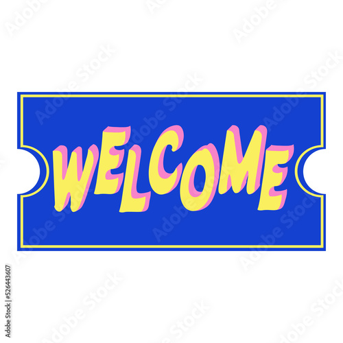 Motivational Stickers about Welcome. Letters Quotes with deep blue color in png files