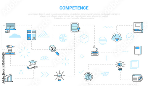 competence concept with icon set template banner with modern blue color style