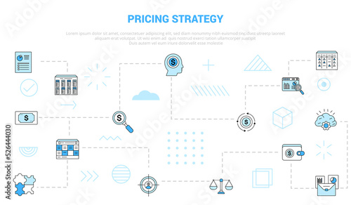 pricing strategy concept with icon set template banner with modern blue color style