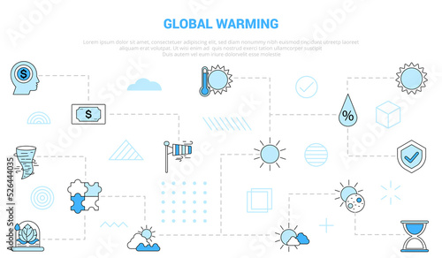 global warming concept with icon set template banner with modern blue color style