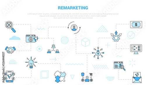 remarketing concept with icon set template banner with modern blue color style