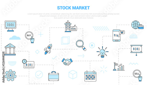 stock market concept with icon set template banner with modern blue color style