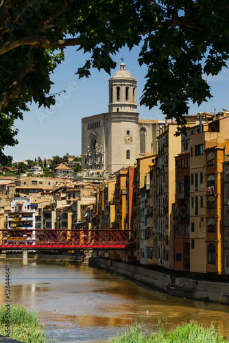 puente de las Peixeterias Velles sobre el rio Onyar, con la catedral al fondo,Girona,Catalunya, spain, europa photo