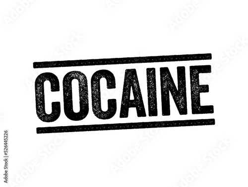 Cocaine is a stimulant drug obtained from the leaves of two coca species, text stamp concept background
