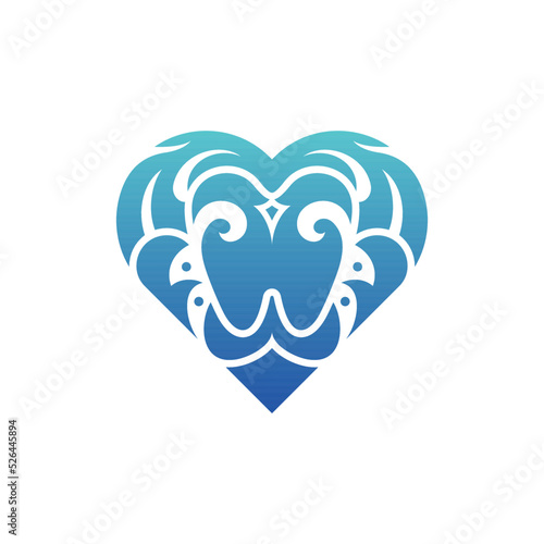 Love Dental Ornament Luxury Creative Logo, creative love dental logo. vector. Tooth Teeth Dental Heart Love With Ornament Logo Design Inspiration