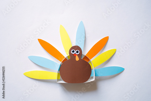 paper craft for kids. DIY Turkey for thanksgiving day. create art for children. photo