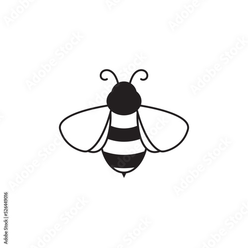 Bee line art icon design template vector illustration
