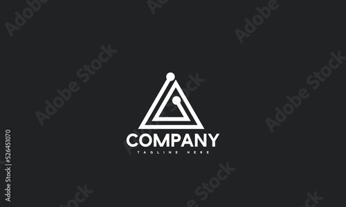 minimal digital letter A logo template