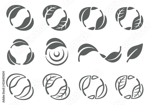 葉っぱ　葉　アイコン　イラストセット