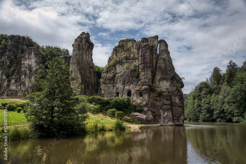 Natural and cultural monument Externsteine in the Teutoburg Forest in Germany