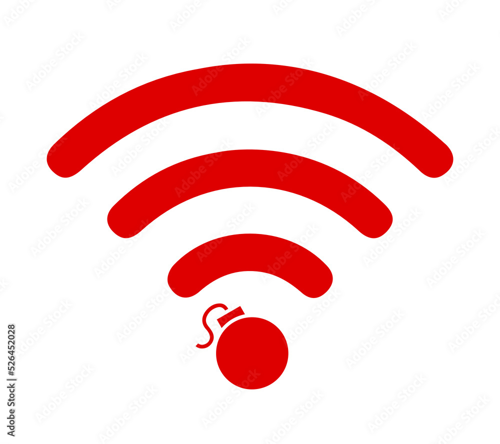 WiFi bomb or deadly icon. Wifi function Logo Design Element. Protect WiFi. Vector on a white background. illustrator 10 EPS. WiFi bomb or deadly icon. Wifi function Logo Design Element. Protect WiFi. Vector on a white background. illustrator 10 EPS.