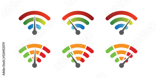 Wifi speed Logo Design Element set. wi-fi speed icon. vector on a white background.10EPS. speed test.