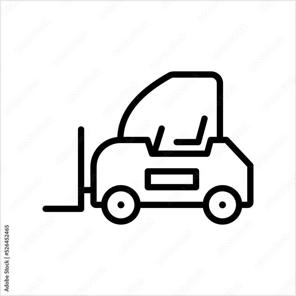 Forklift Truck Icon, Industrial Truck Used For Moving And Lifting Material