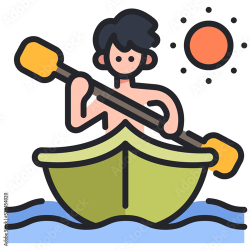 kayaking and sun icon