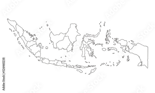 white background of Indonesia map with line art design