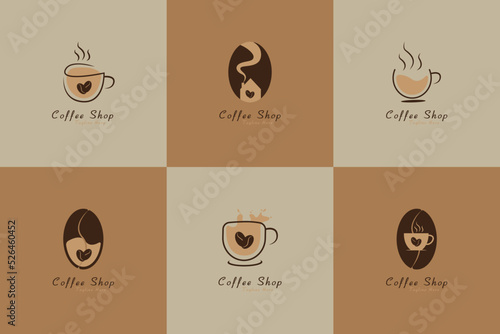 Set of coffee shop logo design template