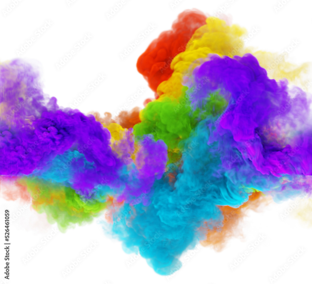 Heaven clouds of colored rainbow smoke in white background