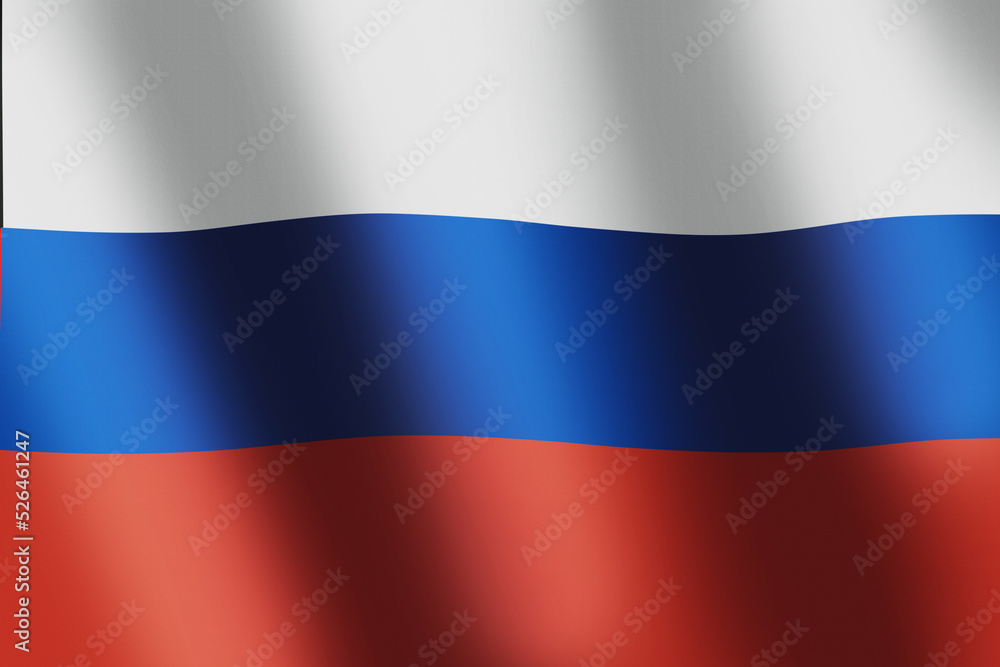 Russian national flag. Russian white, blue, red tricolor flag with smooth wind wave for banner or background. National Symbol. Waves ripples on flag Russian national flag. Russian white, blue, red tricolor flag with smooth wind wave for banner or background. National Symbol. Waves ripples on flag