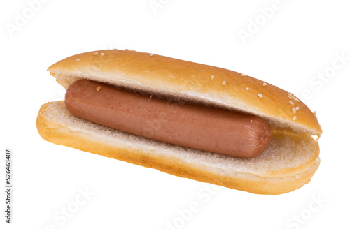 Fototapeta Naklejka Na Ścianę i Meble -  hot dog bun with sausage isolated