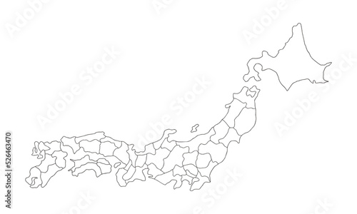 white background of Japan map with line art design