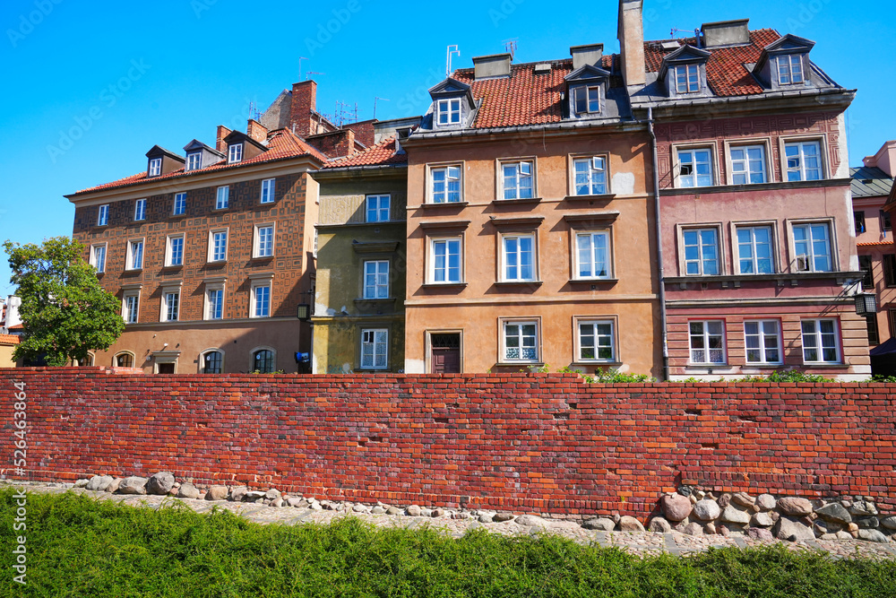 Colourful buildings in the center of Warsaw city. Warsaw Old Town. Traditional architecture in Warsaw, Poland Colourful buildings in the center of Warsaw city. Warsaw Old Town. Traditional architecture in Warsaw, Poland