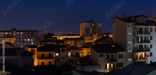 panoramica city skyline with clouds of Aversa at sunset