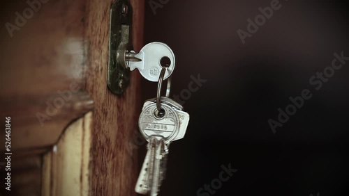 keys in the vintage door lock