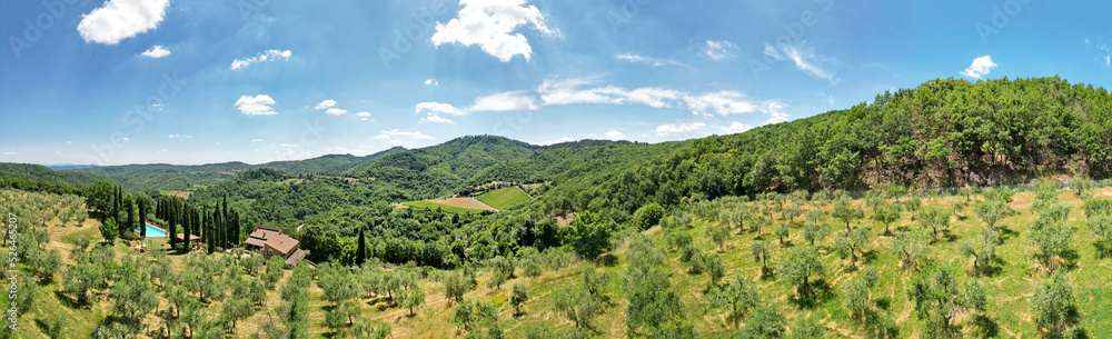 Tuscan panorama in summer - Tuscany forest aerial Tuscan panorama in summer - Tuscany forest aerial