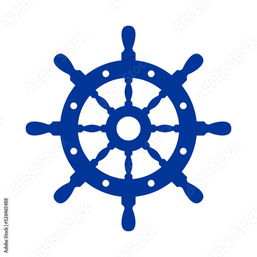 Silueta de timón de barco aislado en color azul