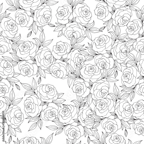 Abstract elegance seamless pattern with floral background. Seamless floral pattern. Flowers and leaves  folk style for textile  wallpaper and wrapping 